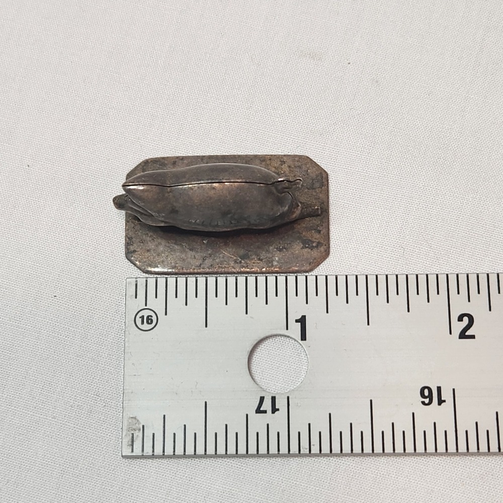 Tin Pig Miniature Figurine on Base Primitive Hog Curio 1" - Picture 8 of 8